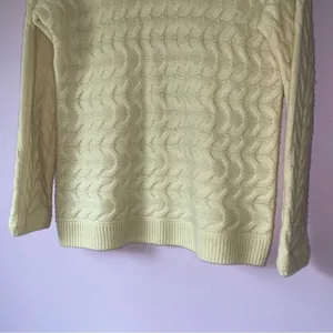 Talbots Merino Wool Cashmere Cream Chunky Knit Sweater Size M Fisherman Cottage thumbnail 3