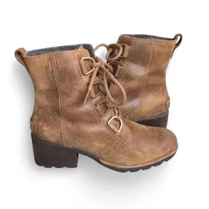 Sorel Womens Size 8 Brown Suede Lace Up Ankle Fashion Boots Bootie thumbnail 2