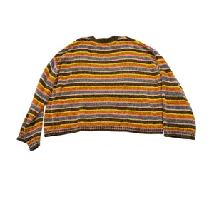 Volcom Women's XL Chenille Striped Cropped Crew Neck Sweater Brown Orange Yellow thumbnail 8