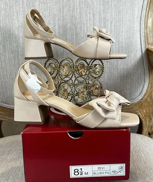 Journee Zevi Blush Bow Block Heels Sandals 8.5M Coquette Balletcore Bridal thumbnail 1