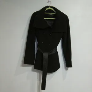 Cole Haan Chocolate Pea Coat Jacket Sz 10 thumbnail 3