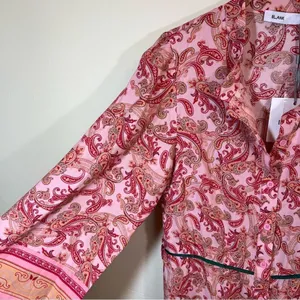 ✨ Dress Blank Printed Tiered‎ Maxi Dress Pink XS NWT NO BELT thumbnail 6