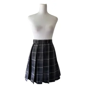 Current Mood Gray, Black & White Plaid Knee Length Skirt w/ Unfinished Hem thumbnail 2