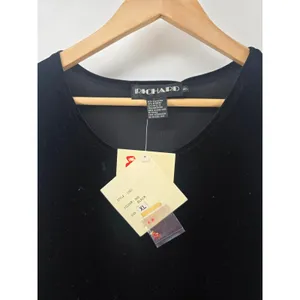 Richard Maxi Dress Womens XL Black Velvet‎ Sleeveless Beaded Flower 90s Vintage thumbnail 3