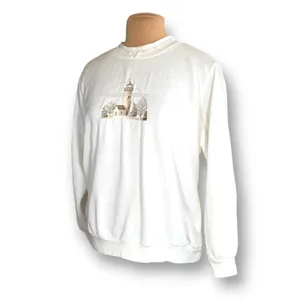 Vintage Cream Embroidered Lighthouse Sweatshirt Large Petite LP Cozy‎ Cottage thumbnail 3