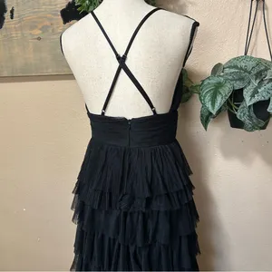 Lulus Radiant Event Black Mesh Tiered Pleated Backless Maxi Dress thumbnail 6