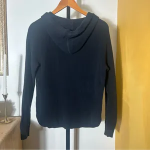 Lauren Ralph Lauren 100% Cotton Waffle Knit Hoodie Pullover Sweater Black Size L thumbnail 5