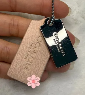 1.5" COACH Cream Silver Hang Tag Key Fob Bag Charm Set thumbnail 1