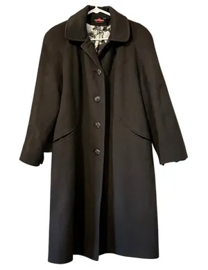 Alorna by Forstmann‎ Long Brown Wool Coat Button Up Made In USA Petite Measured thumbnail 1
