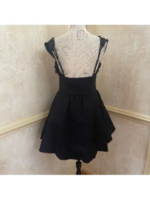 Free People Midnight Magic Mini Voluminous Black Dress Fairy Grunge Bohemian L thumbnail 8