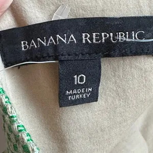 Banana Republic NWT Green Cream Tiny Checkered Sleeveless Peplum Tank.Sz 10. thumbnail 9