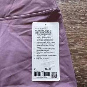 Lululemon Align Biker Short High Rise 6” Lavender Lux Size 2 NWT thumbnail 4