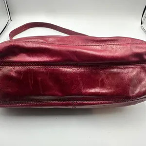 Hobo International Red Leather Shoulder Bag Zip Top Hobo Purse Handbag Berry thumbnail 7