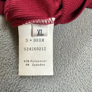 S.DEER Henley Crop Top Womens XL Ribbed Burgundy Long Sleeve Button Front NWT thumbnail 5