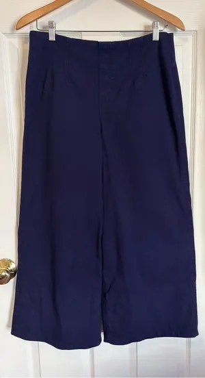 Spanx Stretch Twill Cropped Wide Leg Pant Lapis Blue Size Large L Trousers thumbnail 1