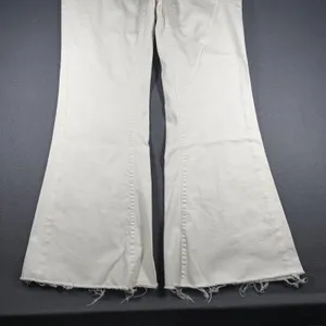 Risen Flare Jeans Womens 2XL Plus White High Rise Frayed Raw Hem Stretch Denim thumbnail 3