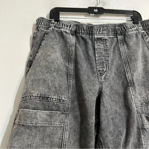 Gap High Rise Wide Leg Cargo Jeans Utility Black Wash Size XL thumbnail 4