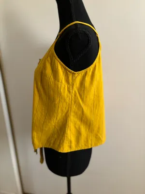 Dizzire Yellow Black Striped Thin Adjustable Strap Crop Top size M thumbnail 6