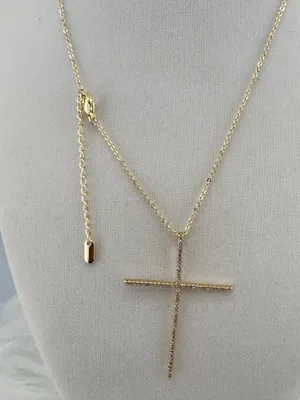Gold Plated Trendy Long Cross thumbnail 3
