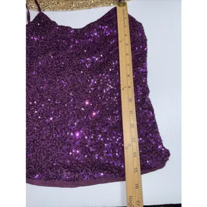 The Limited Sequin Sparkle Purple & Gold Shoulder Strap‎ Womens Tank Top S thumbnail 5