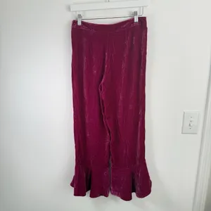 Trina Turk Velvet Silk Blend Flare Ruffle Capri Pants Preppy Retro Boho Womens 0 thumbnail 6
