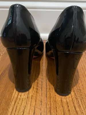 MaxMara Patent Leather Pumps Black Silver Hardware Womens Size 37.5 Heels thumbnail 7