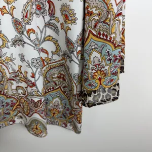 Chicos Mixed Print Blouse Size 2 Large Leopard Floral Paisley Stretch Boho Comfy thumbnail 3