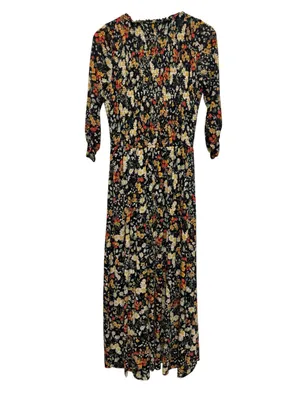 Maeve Black Floral Maxi Dress with Rust and Cream Blooms thumbnail 3