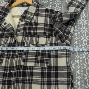 Lucky Brand Sherpa Lined Shacket Brown Tan‎ Plaid Small Outdoorsy Cabin Cozy thumbnail 10