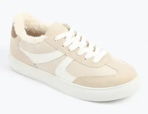 Maurices SuperCush Tessa Sherpa Sneakers Cream & White Lace Up thumbnail 1