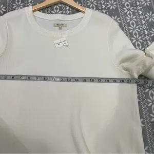 New Madewell Ribbed‎ Long Sleeve Knot-Front Top Ivory XXL Minimalist Casual thumbnail 8