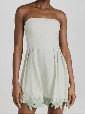 Fanm Mon Greer Strapless Mini Dress size Medium M green lace mint nwot thumbnail 1