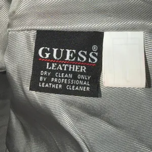 GUESS 100% Leather Jacket Womens Medium Black Zip Front Moto Biker Y2K Aesthetic thumbnail 4
