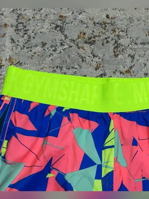 Gymshark vibrant athletic shorts neon yellow logo waist Size Medium thumbnail 11