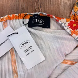 CIDER NWT Orange Floral Halter Mini Dress Women's L Retro Y2K Summer Cottagecore thumbnail 3