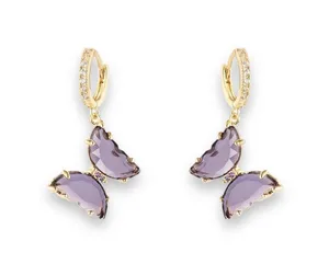 Purple Butterfly Dangle Drop Earrings for Women thumbnail 1