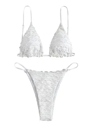 White Textured Bikini Set Medium NWOT thumbnail 1
