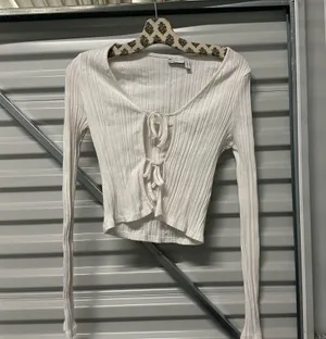 ASOS White Ribbed Long Sleeve Top thumbnail 1