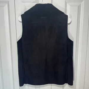 Vintage Lauren Ralph Lauren Vest Womens Small Black Faux Suede Sherpa Full Zip thumbnail 4
