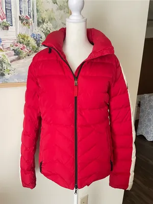 BOGNER FIRE + ICE Down Puffer Ski Jacket Red White Stripe Medium US 8 thumbnail 1