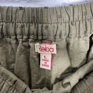 Reba Olive Green Cotton Tiered patch Skirt Lace Swiss Dot Boho Large cottagecore thumbnail 3