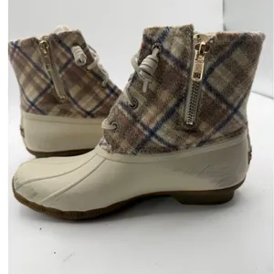 Sperry Saltwater Duck Boots Plaid Wool Women's 6 Cream Winter Rain Outdoor thumbnail 8