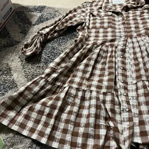 THE SHIRT Rochelle Behrens - Jules Dress in brown/cream plaid gingham‎ thumbnail 10