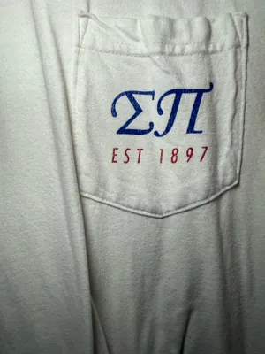 white Comfort Colors long-sleeve pocket t-shirt sigma pi ΣΠ men’s fraternity XL thumbnail 4