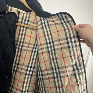 BURBERRY London QUILTED JACKET WOMENS Small BLACK Button Nova Double Breast thumbnail 9