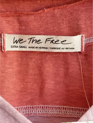 Free People We The Free Pink Combo Colorblock V Neck 3/4 Sleeve Top XS NWT thumbnail 4