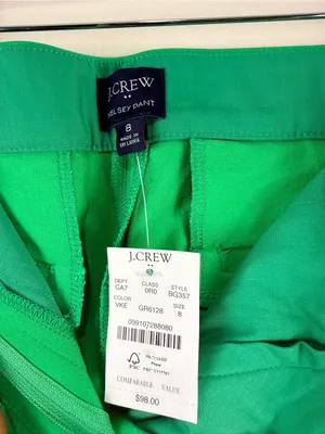 J.Crew Kelsey Pants Size 8 Bright Green Cropped Straight Leg NWT thumbnail 4