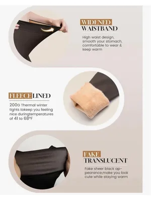NEW 2 pairs Fleece Lined Tights Translucent Thermal Leggings One Size thumbnail 6