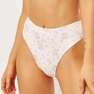 Frankie’s Bikinis Jenna High Waist Cut Bikini Bottoms sweet Rose coquette floral thumbnail 7
