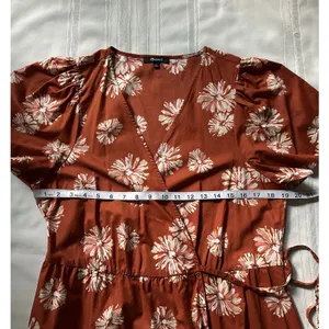 Madewell Women's Wrap Floral Print Mini Dress Burnt Orange/ Rusty Size XL EUC thumbnail 7